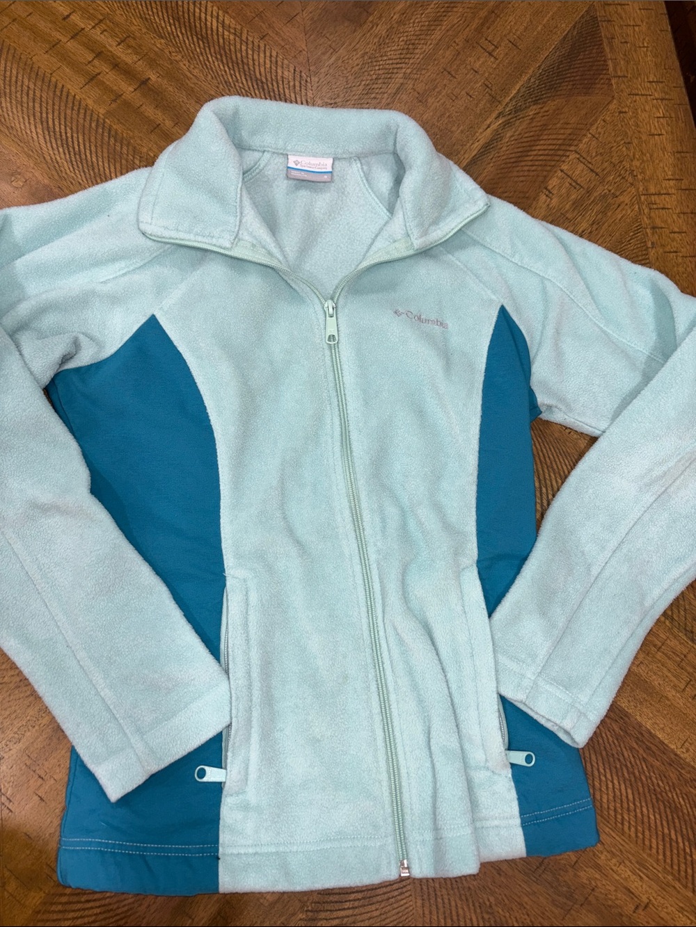 Columbia Girls' Mint Green & Teal Full-Zip Fleece Jacket